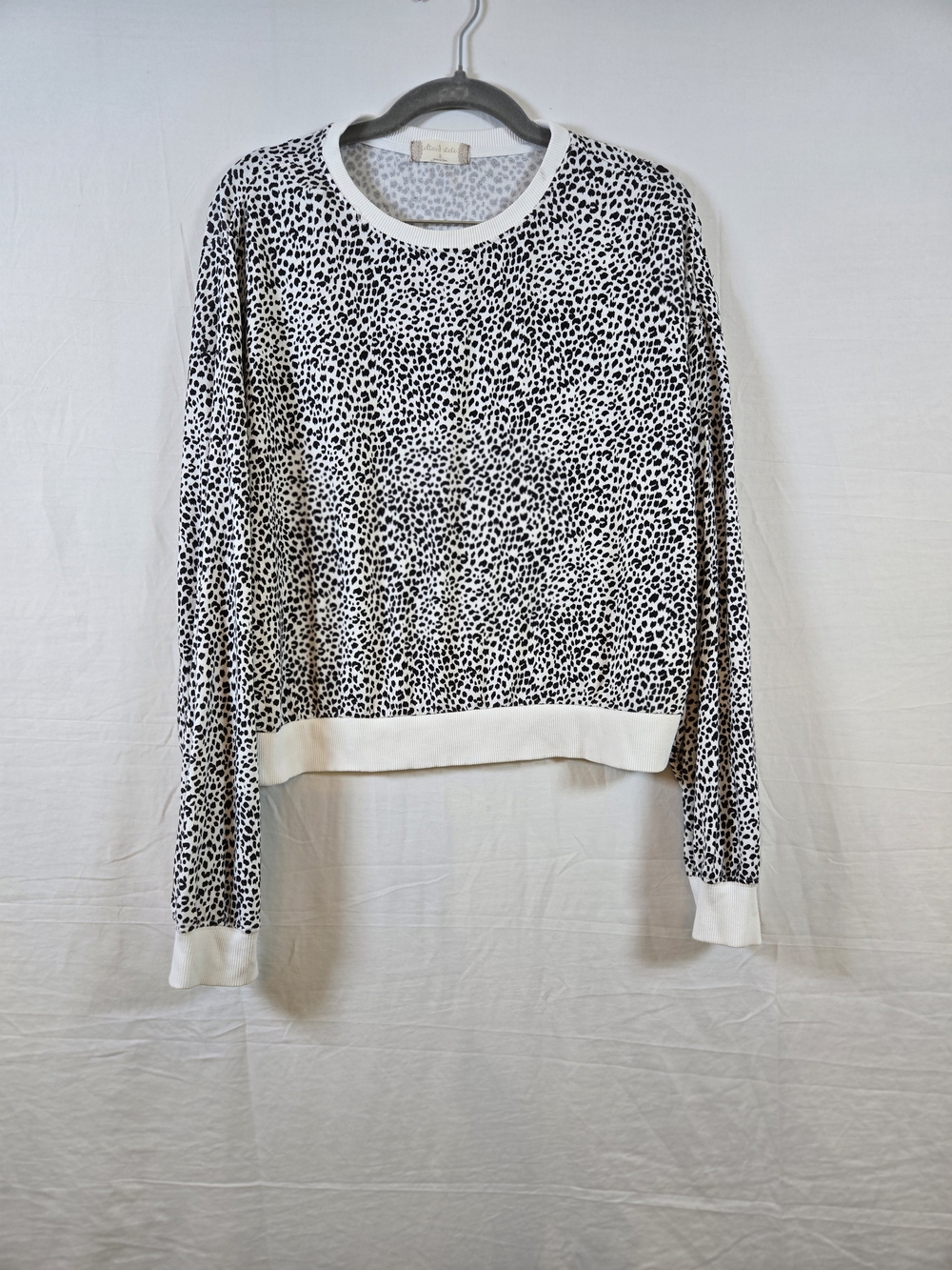 Altar'd State Black and White Leopard-Print Pullover